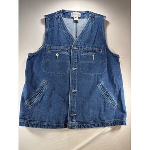 Results Jeans Vest Mens  Denim Streetwear Hip Hop 90s made in Hong Kong Sz L